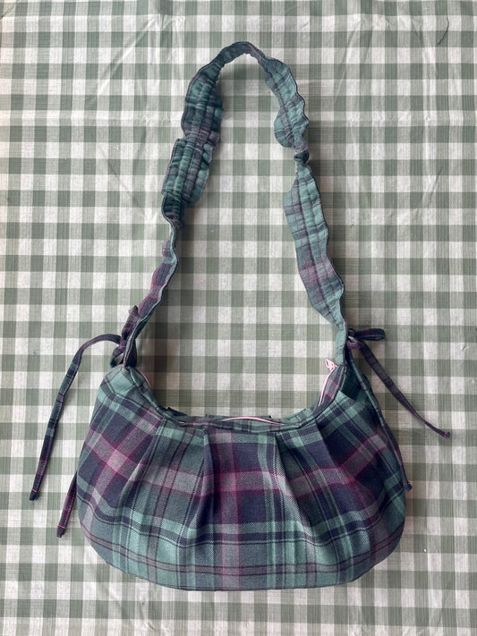 Wee Bonnie Bag in Teal & Purple Tartan Wool
