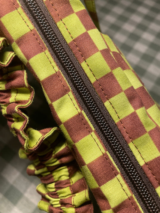 Wee Bonnie Bag in Brown & Green Checkerboard