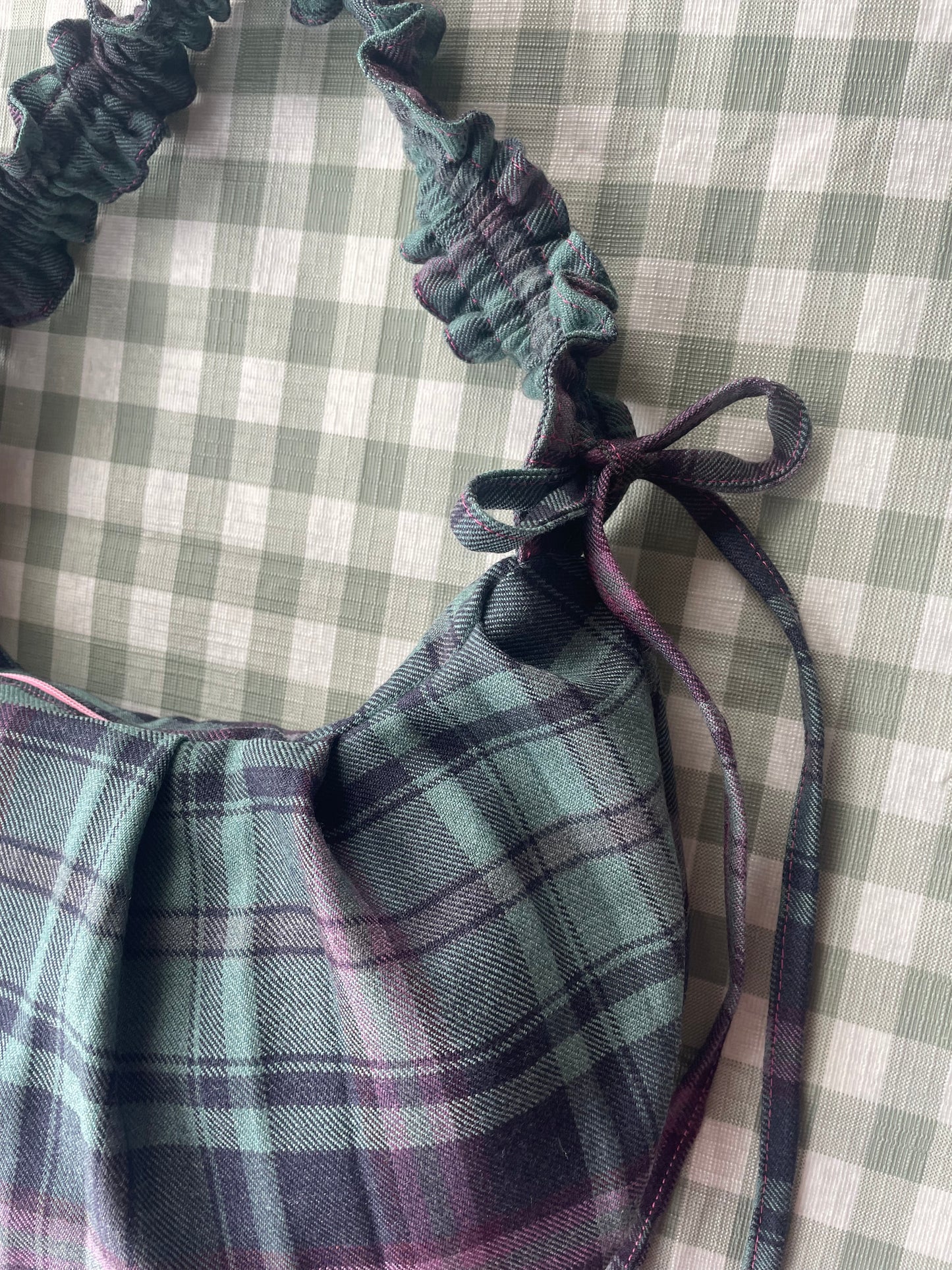 Wee Bonnie Bag in Teal & Purple Tartan Wool