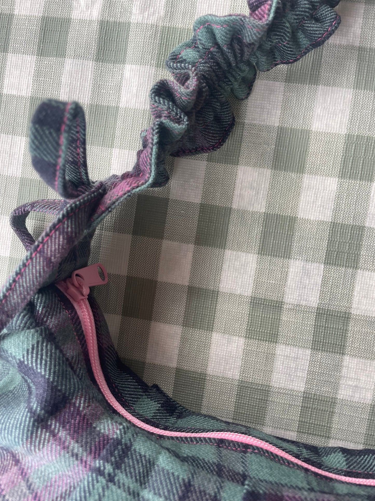 Wee Bonnie Bag in Teal & Purple Tartan Wool
