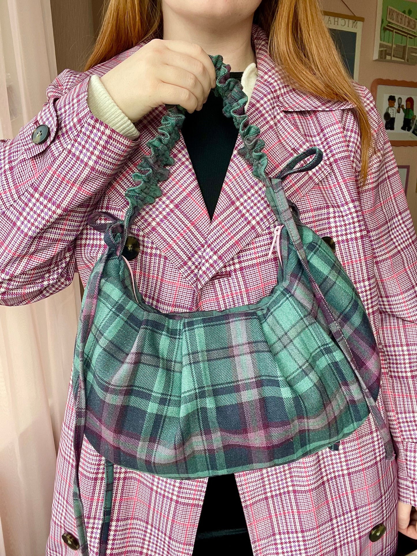 Wee Bonnie Bag in Teal & Purple Tartan Wool