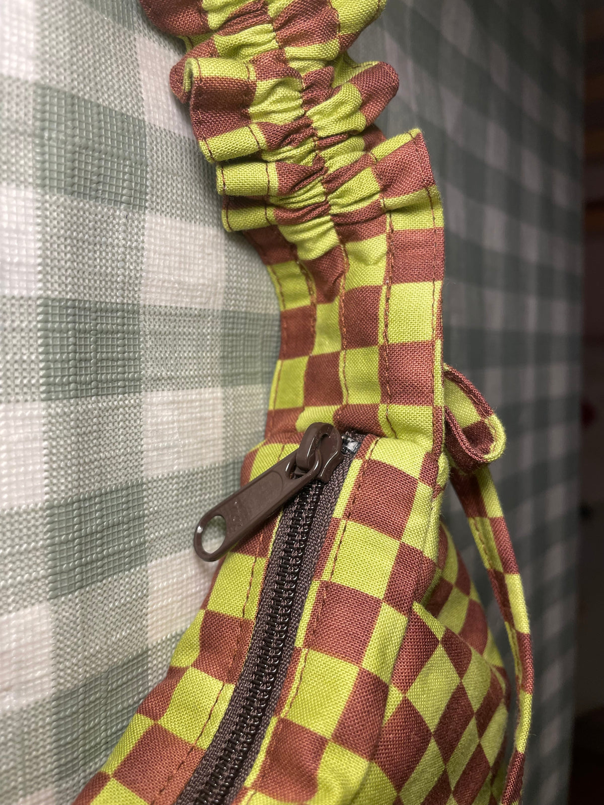 Wee Bonnie Bag in Brown & Green Checkerboard