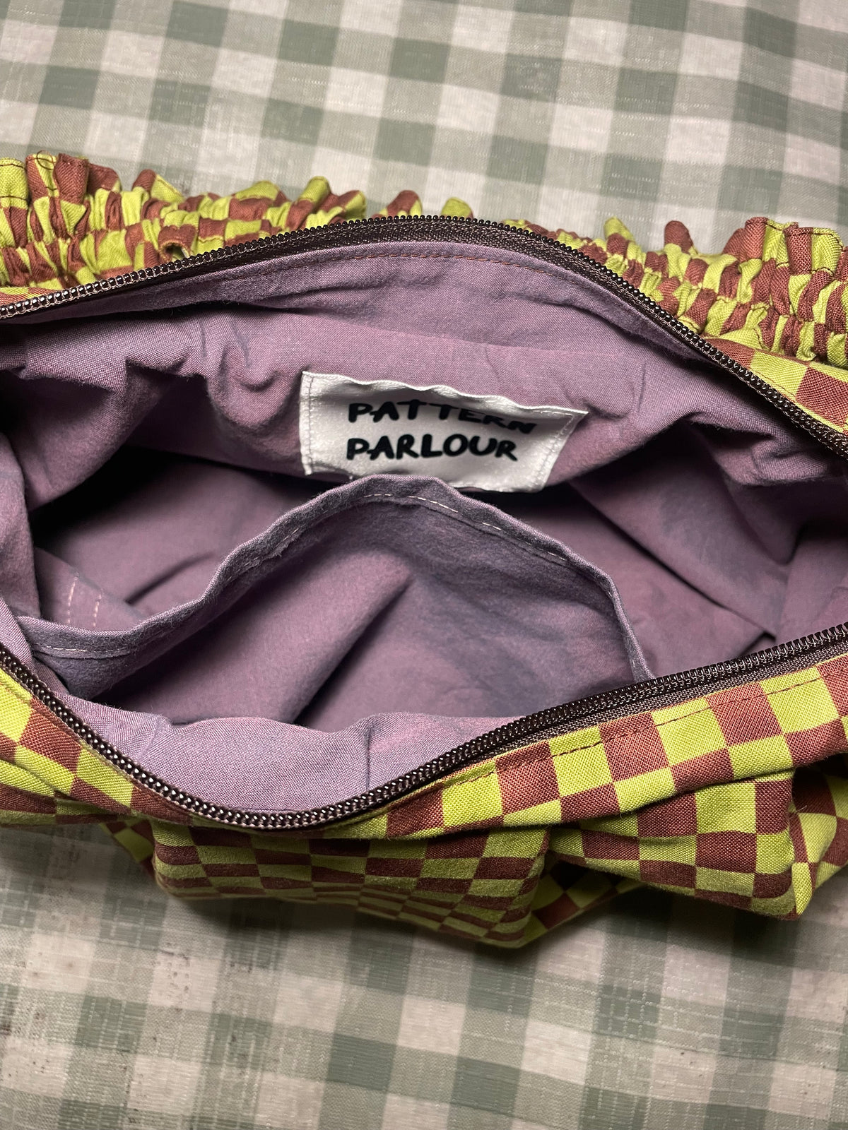 Wee Bonnie Bag in Brown & Green Checkerboard